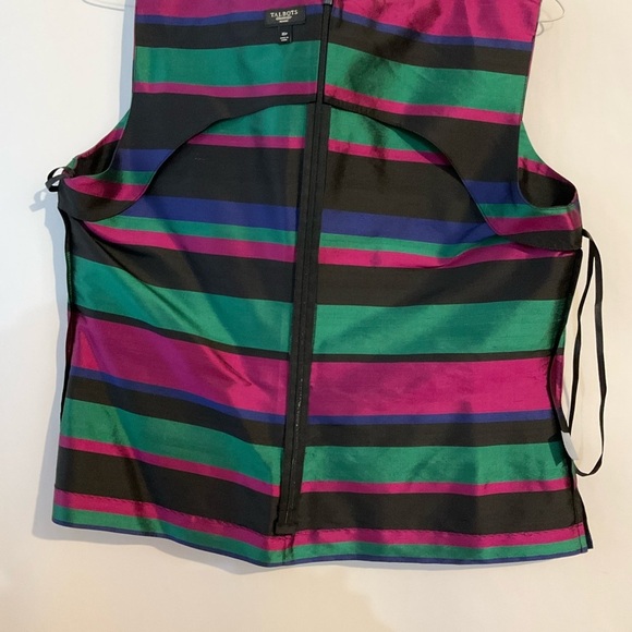 Talbot Striped Sleeveless Top - Multicolor 16P Sleeveless Suit Blouse Fitted - Picture 7 of 10